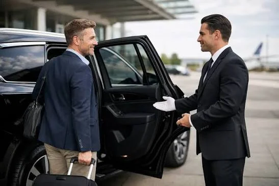 Direct private route with luggage loaded for departure Direct private route with luggage loaded for departure