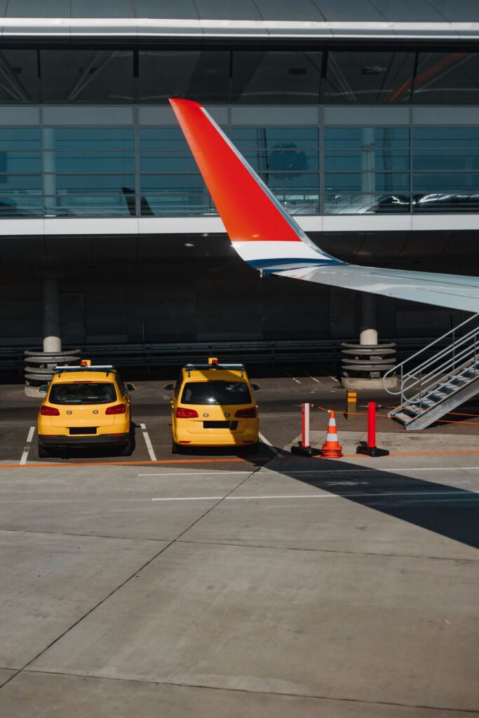 Taxi from Toronto Pearson Airport waiting at the YYZ terminal pickup zone